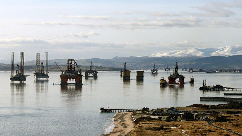 Oil rigs in the Cromarty Firth