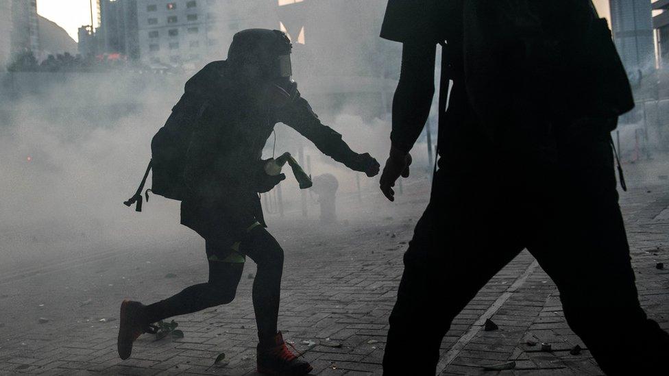 Protesters in Hong Kong on 15 September