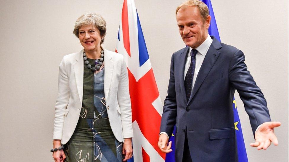 Theresa May and Donald Tusk at the summit