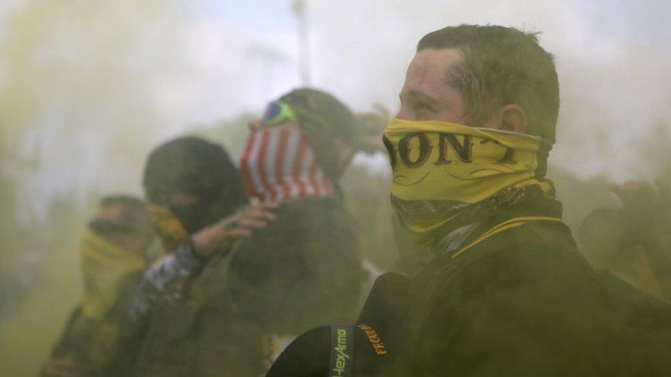 Proud Boys members rally in Portland, Oregon last weekend