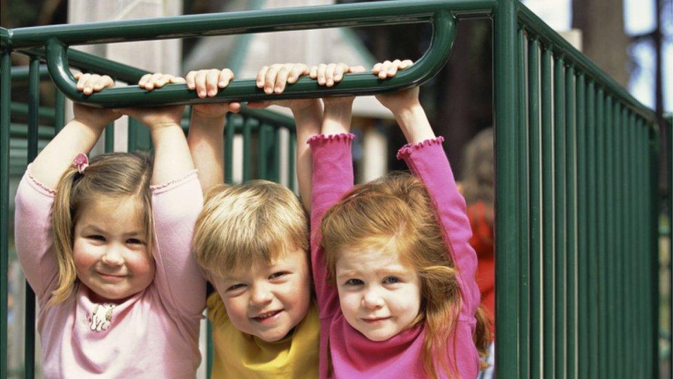 Children on climbing frame