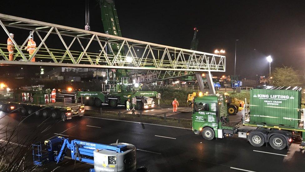 Removing the 40-year old bridge at Michaelwood Services