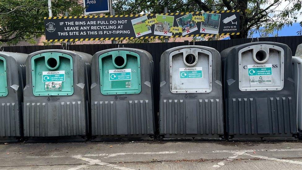 Recycling point at Tesco in Boston