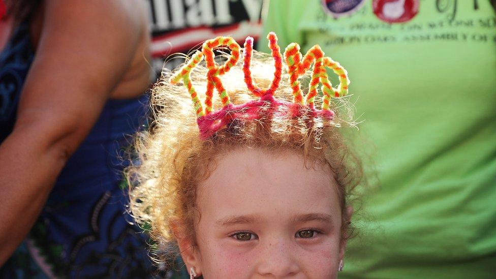 Amelia Good, 6, wears Trump crown