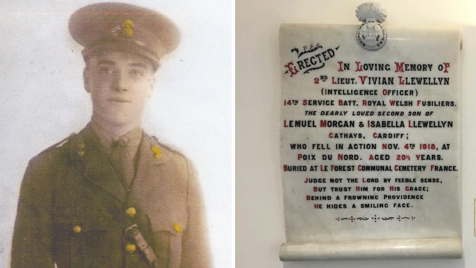 Second Lieutenant Vivian Llewellyn and his restored memorial