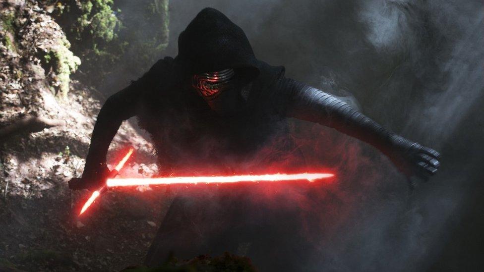 Kylo Ren in a scene from The Force Awakens