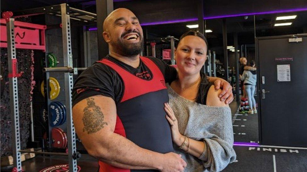 Ram Patten and his wife, Candice, in the gym