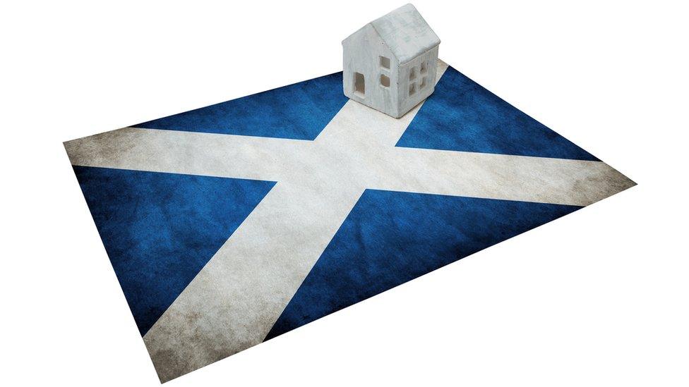 house block on a Saltire