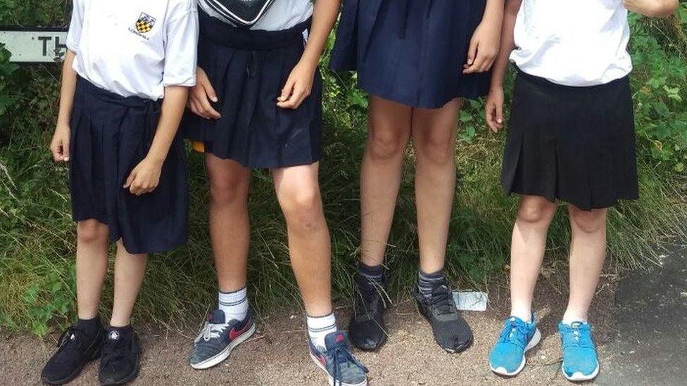 Boys in skirts at a school in East Sussex