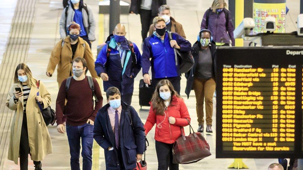 Commuters at Leeds station