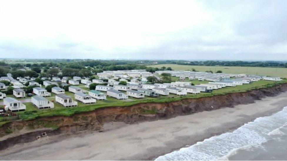 Aerial view of coastal erosion in East Yorkshire