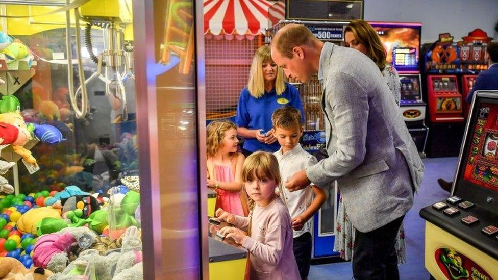 Meeting children at the arcade