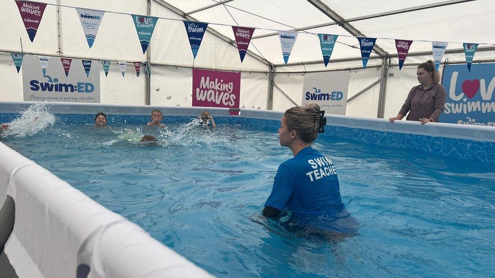 Children in a swimming pool