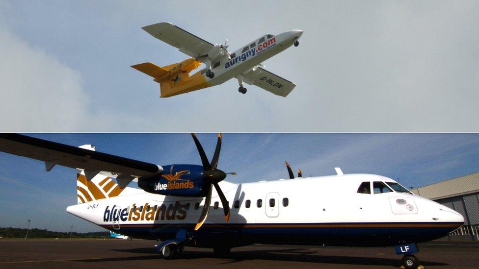 Aurigny trislanders and Blue Islands ATR