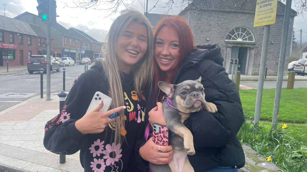 Brooke and Megan Duleek with dog