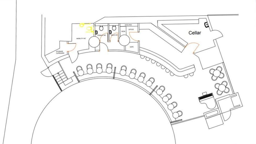 Floor plan for Monument Metro Station bar