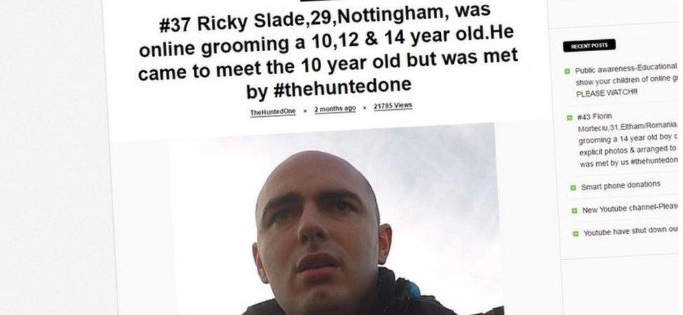 Screenshot of Ricky Slade page on The Hunted One website