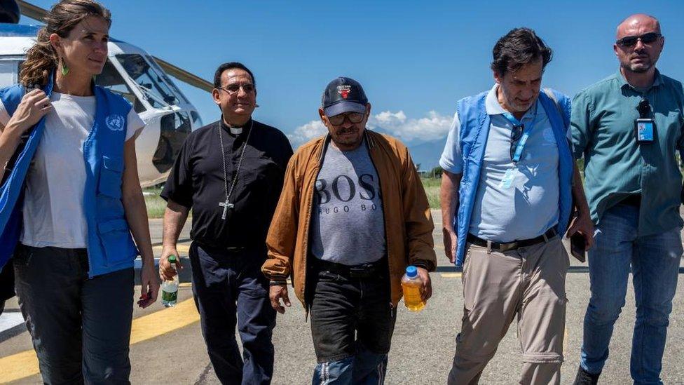 Luis Manuel Diaz, father of Liverpool player Luis Diaz, walks after he was freed by Colombia's National Liberation Army (ELN), in Valledupar, Colombia November 9, 2023