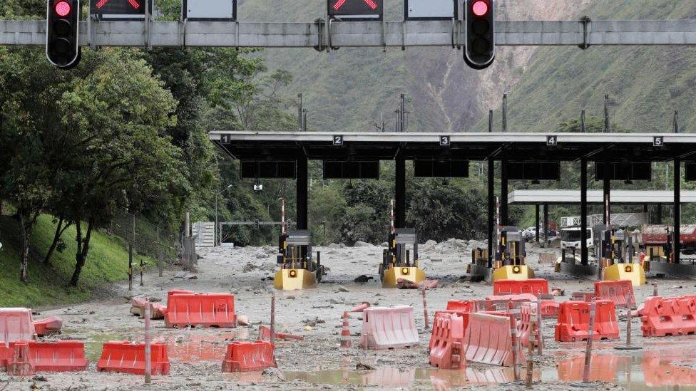 View of a zone affected by a landslide in Quetame, Cundinamarca, Colombia, 18 July 2023. According to Department's Governor's Office, at least 14 people are dead after a landslide caused by heavy rains in the town of Quetame, in the Colombian department of Cundinamarca, located in the centre of the country.