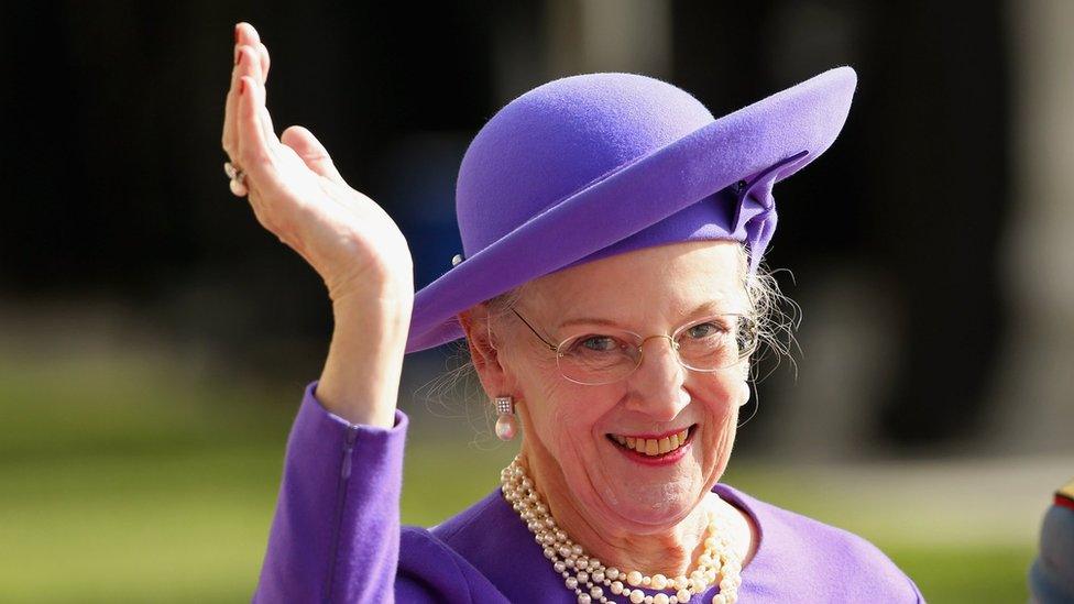 queen margrethe of denmark waves