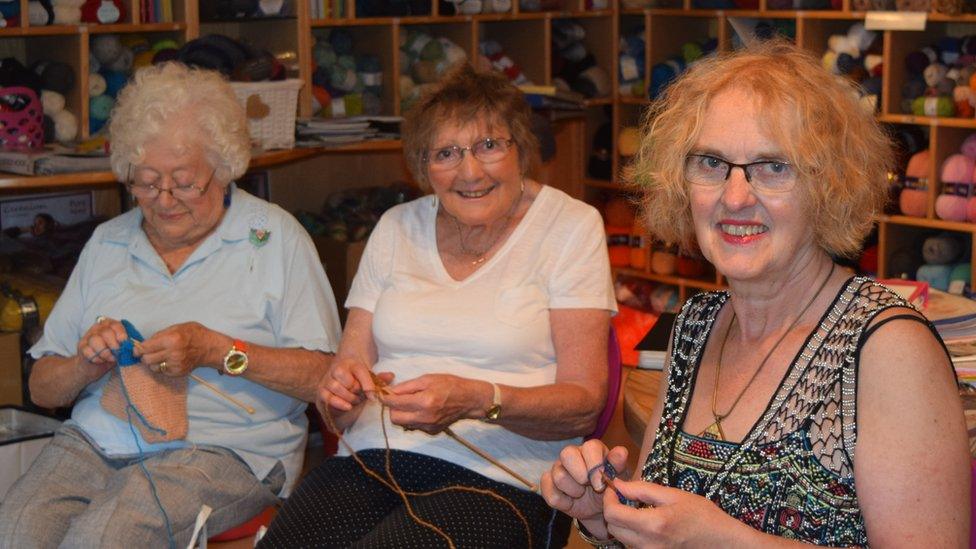 Members of a knitting club in Cowbridge