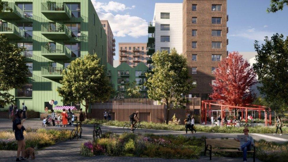 Artist impression of Smithfield site with new apartments