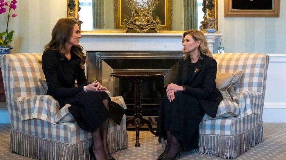 Princess of Wales sat with Ukraine's first lady in Buckingham palace opposite each other.