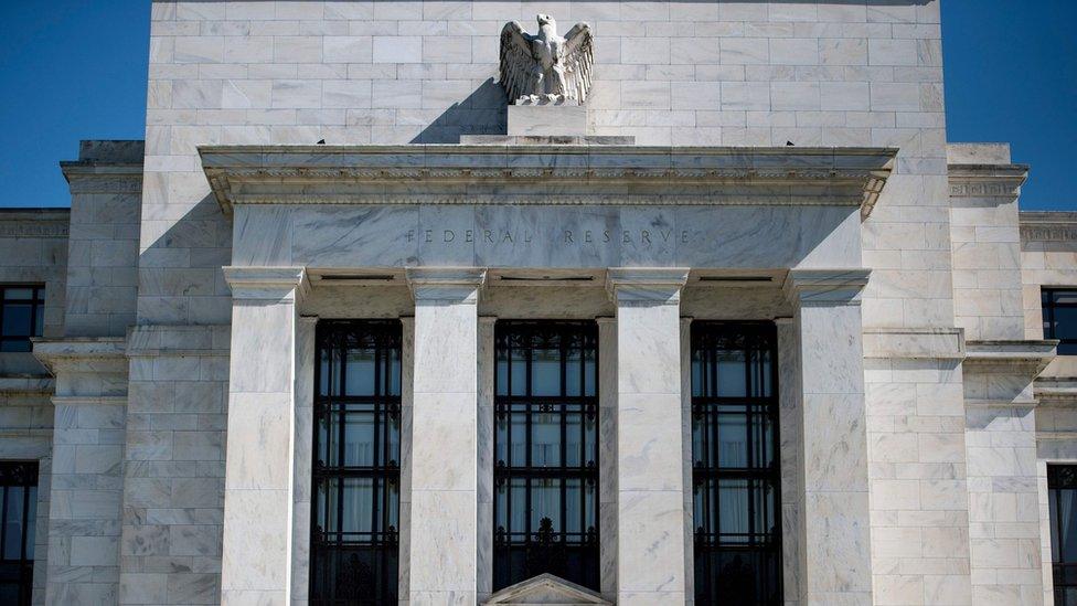 This file photo taken on May 2, 2018 shows a view of the Federal Reserve in Washington, DC