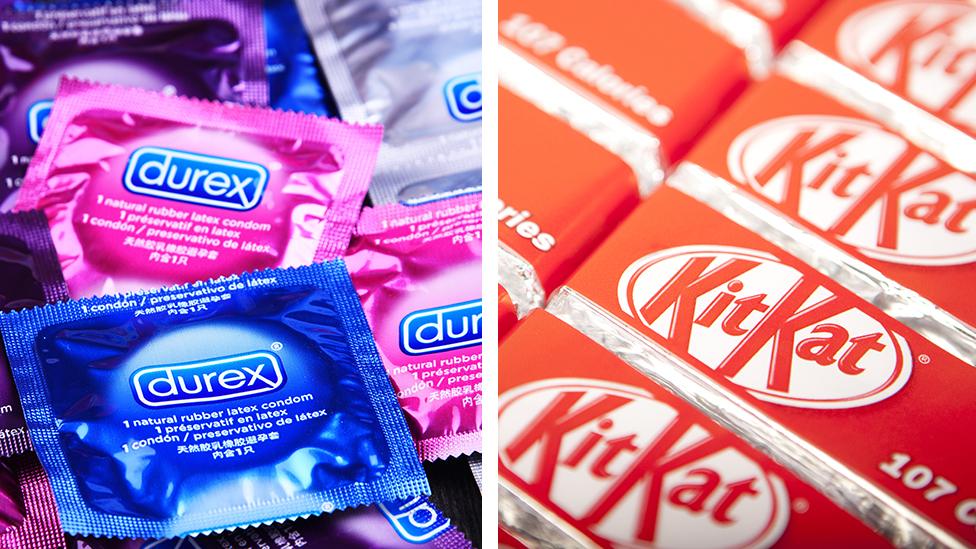 Durex condoms and KitKat bars