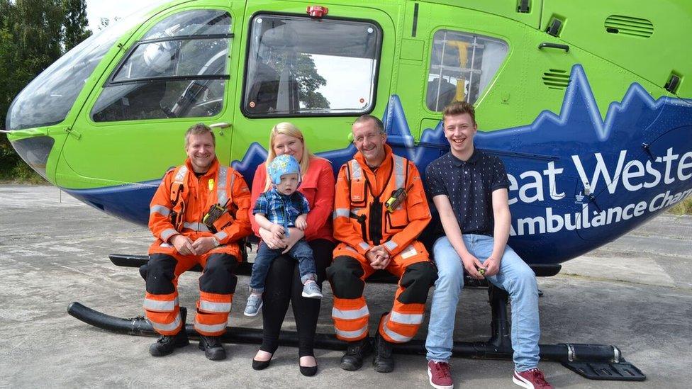 Harry Studley with the air ambulance crew