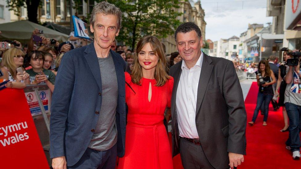 Peter Capaldi, Jenna Coleman and Steven Mofatt