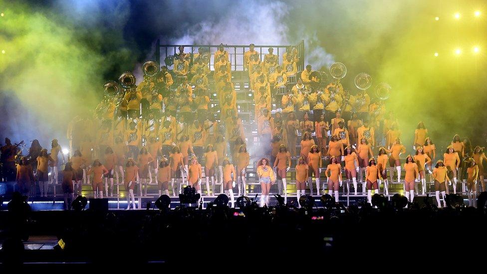 Beyonce Knowles performs onstage during 2018 Coachella Valley Music And Arts Festival Weekend 1 at the Empire Polo Field on April 14, 2018 in Indio, California