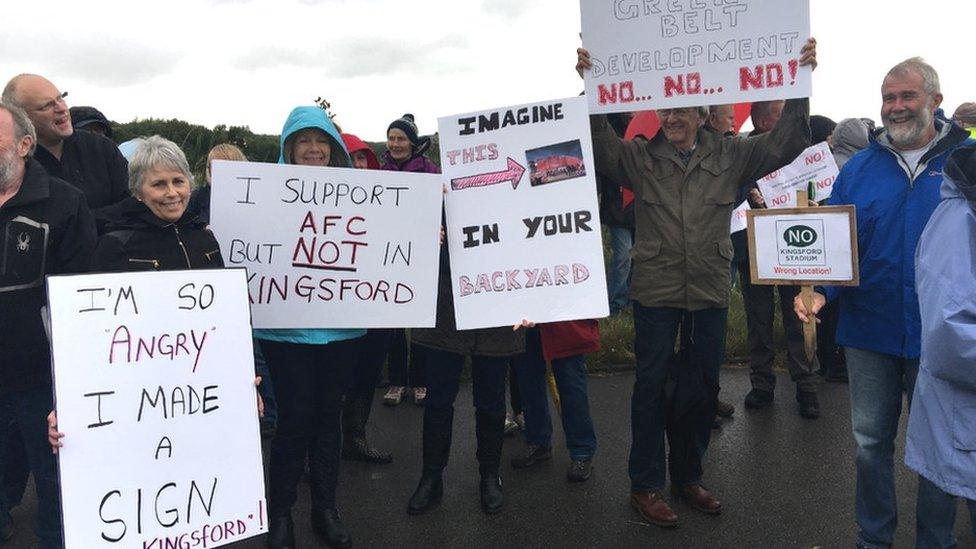 Protest at planned stadium site