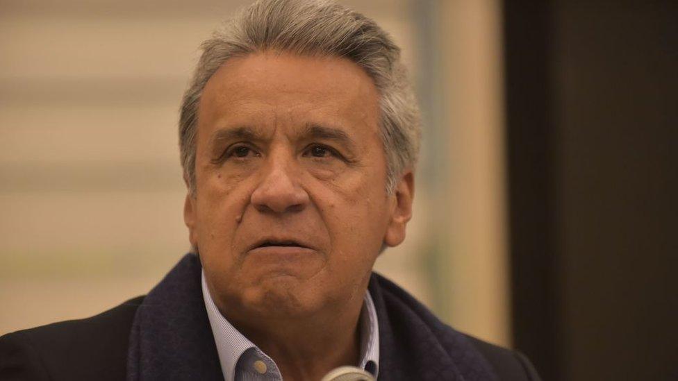 President Lenin Moreno speaking to reporters