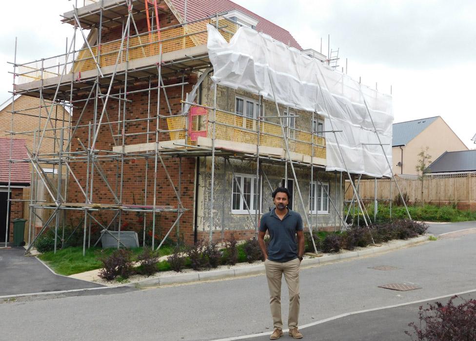 Pritesh Patel in front of his house