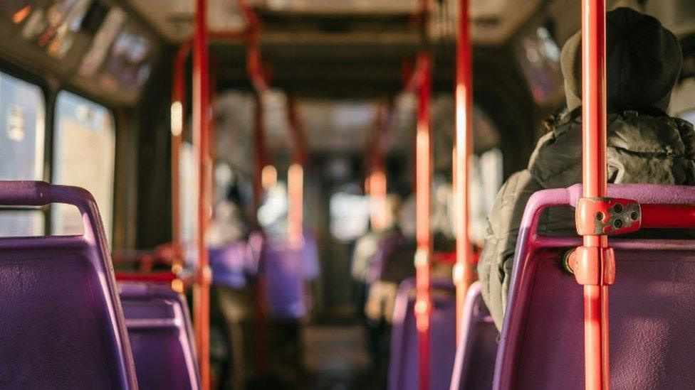 Passenger inside a bus