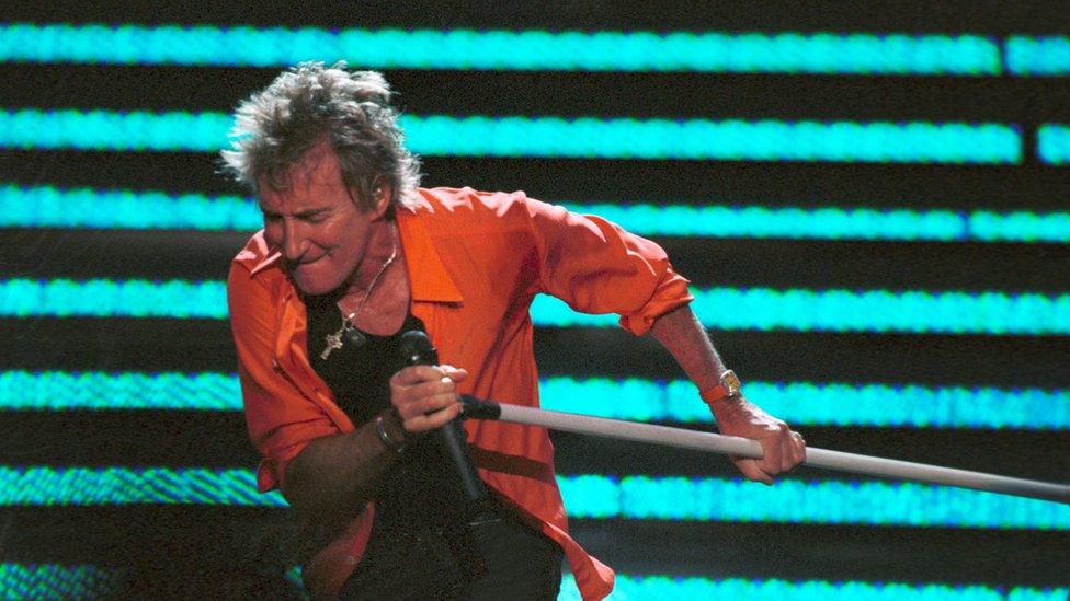 Sir Rod Stewart performing