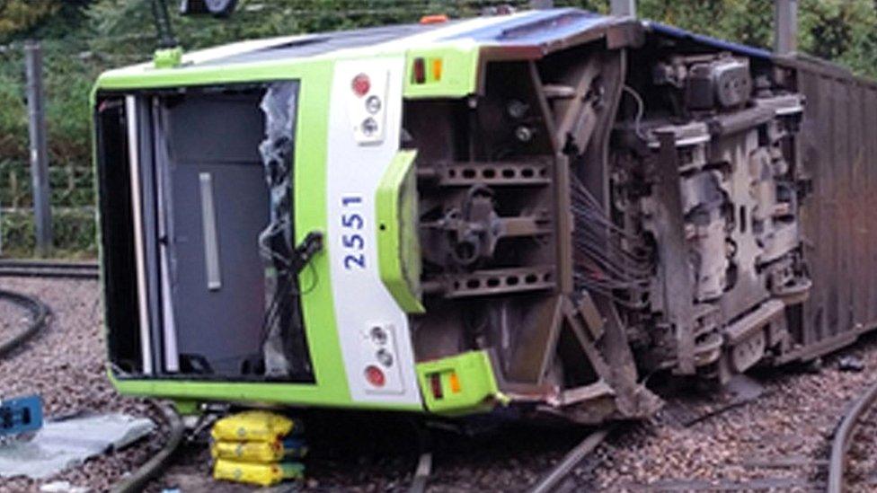 Derailed tram