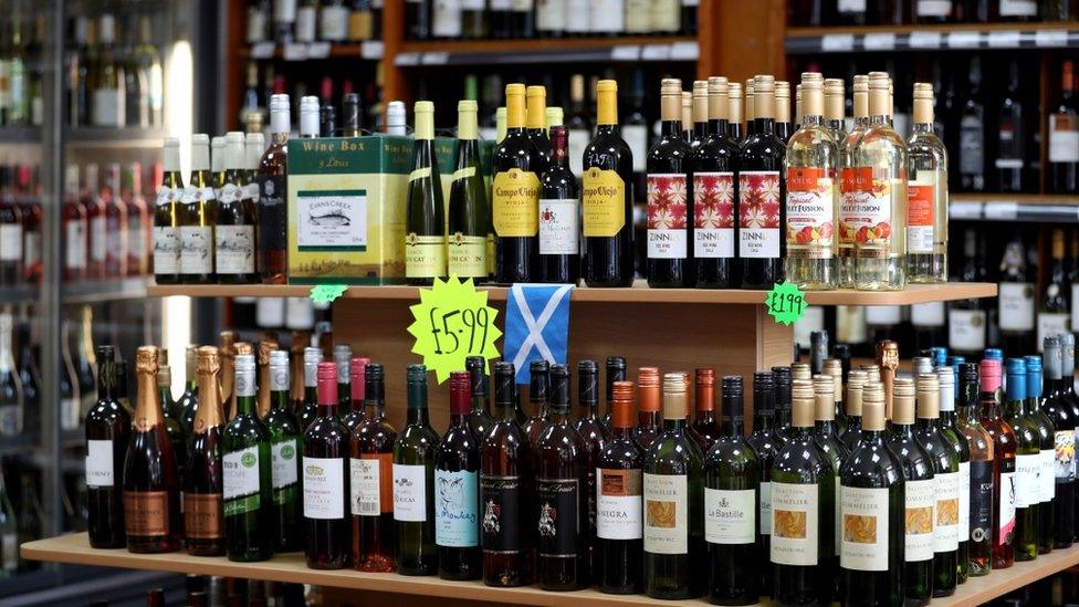 Bottles of wine in an off-licence