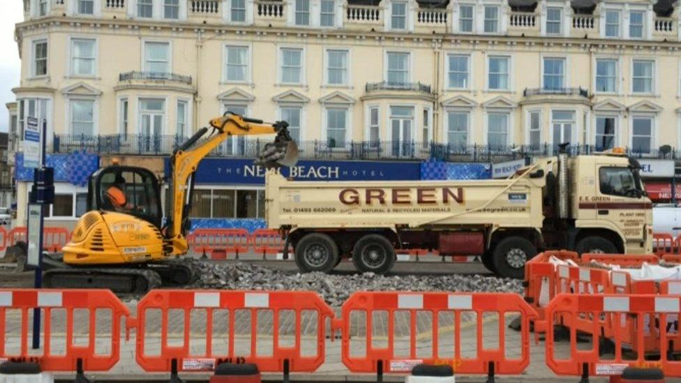 Roadworks in Great Yarmouth