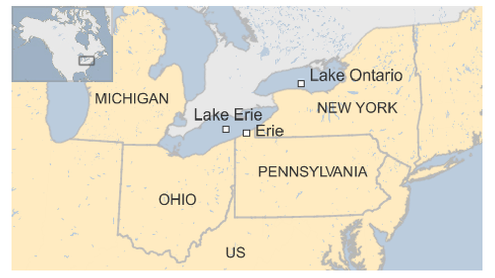 Map of the US Great Lakes region