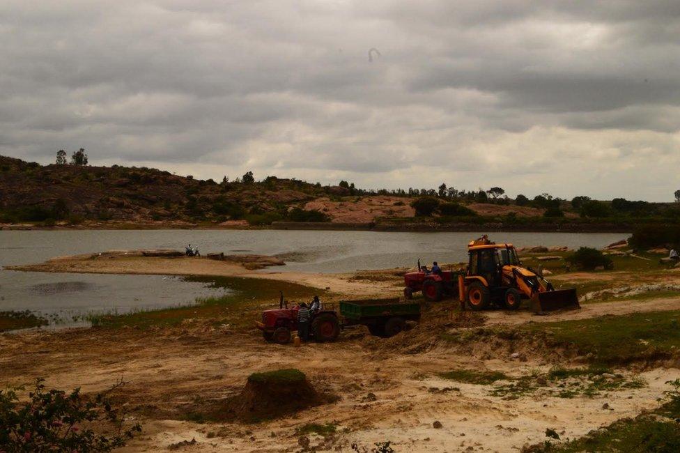 Lake in Melkote village in Mandya district