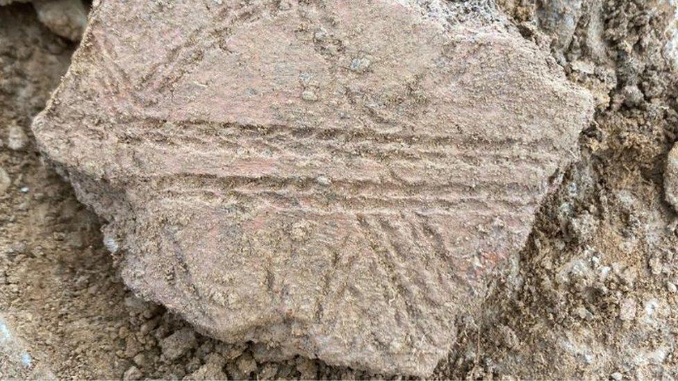 Bronze Age Trevisker ware pottery uncovered during the dig