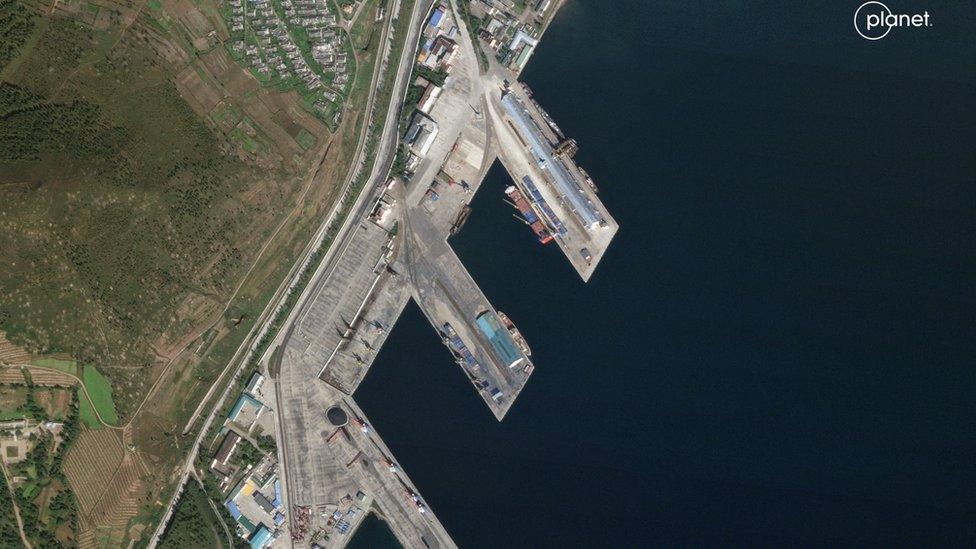 A satellite image shows a North Korean port in Rason on 27 October