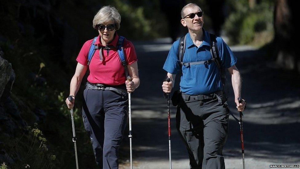 Theresa and Philip May during a walking trip to Switzerland in August 2016