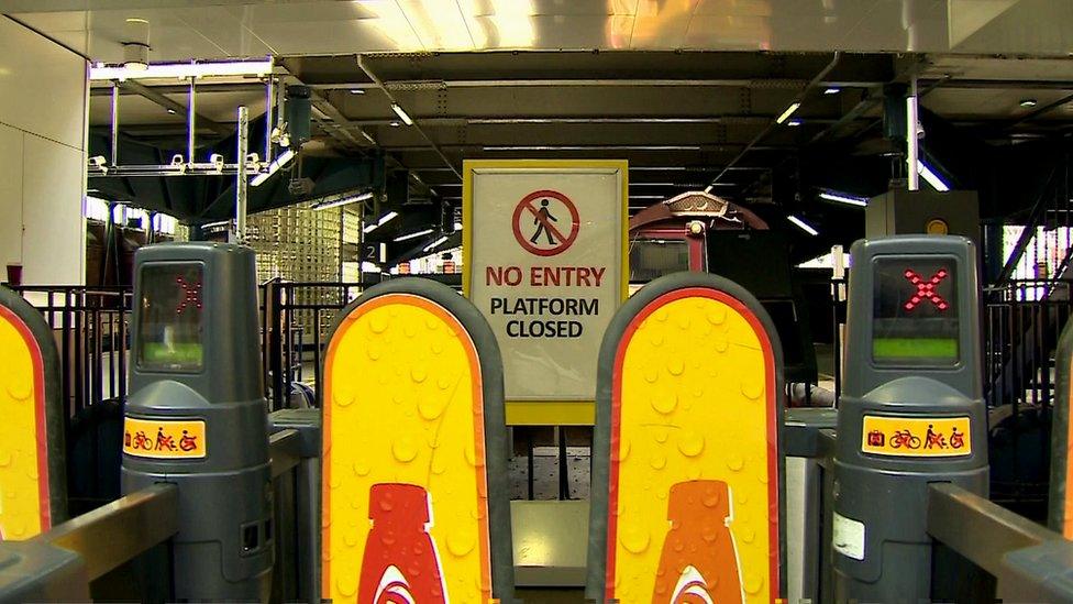 Platform closed signed at Waterloo