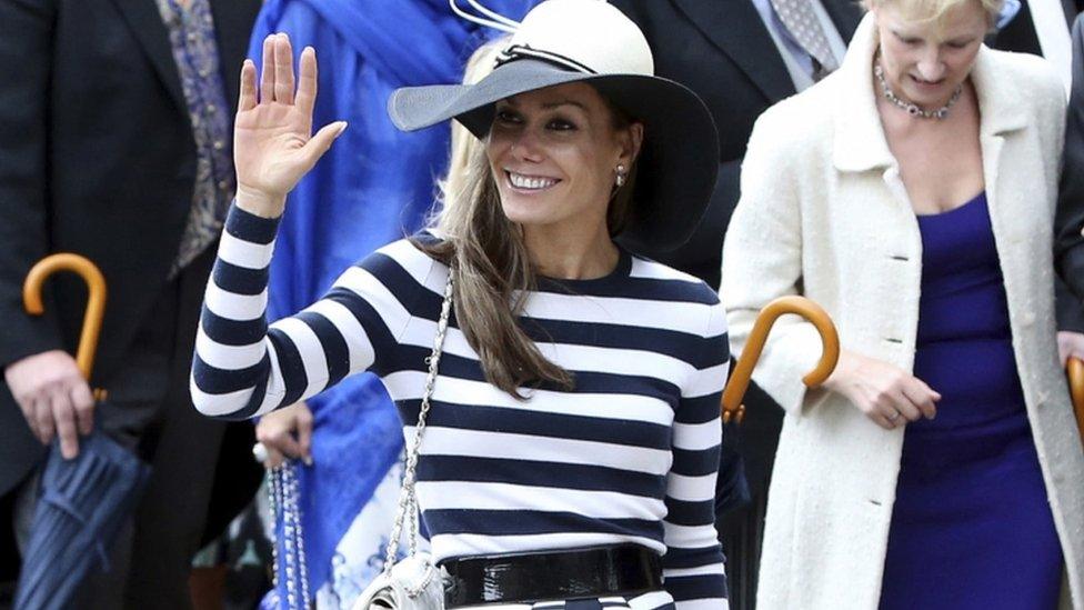 Tara Palmer-Tomkinson at the wedding of Lady Melissa Percy to Thomas van Straubenzee at St Michael's Parish Church in Alnwick, 22 June 2013