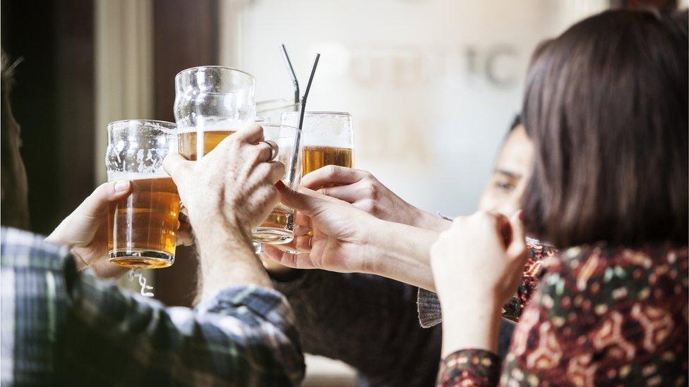 Drinkers in a pub