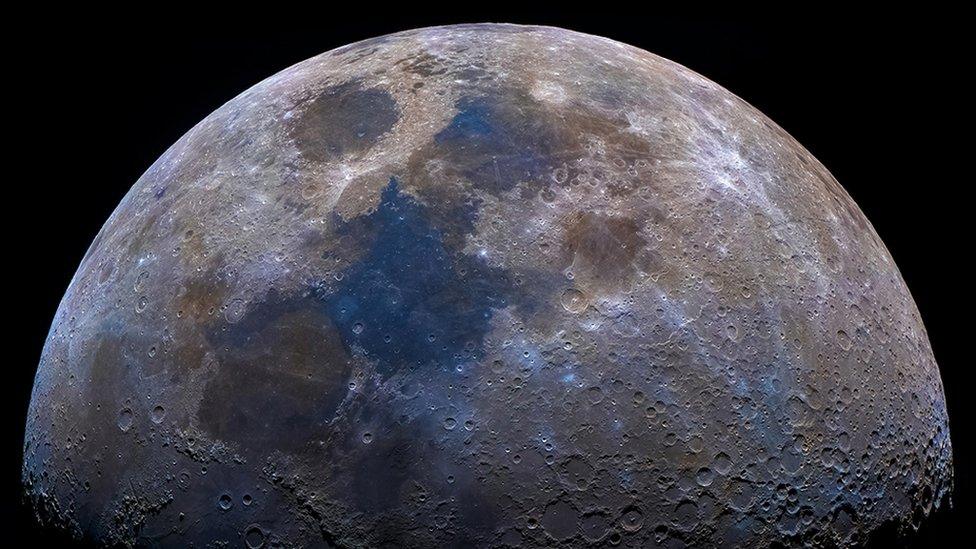 The Moon - photographed "up close" - with craters visible.