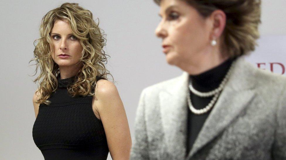 Summer Zervos (L), with her lawyer Gloria Allred, said she was launching the lawsuit to "vindicate my reputation"